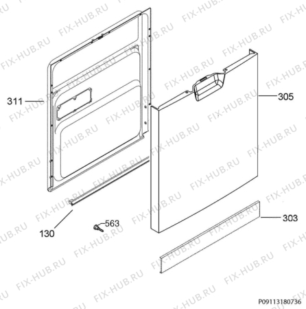 Взрыв-схема посудомоечной машины Electrolux ESF8000W - Схема узла Door 003